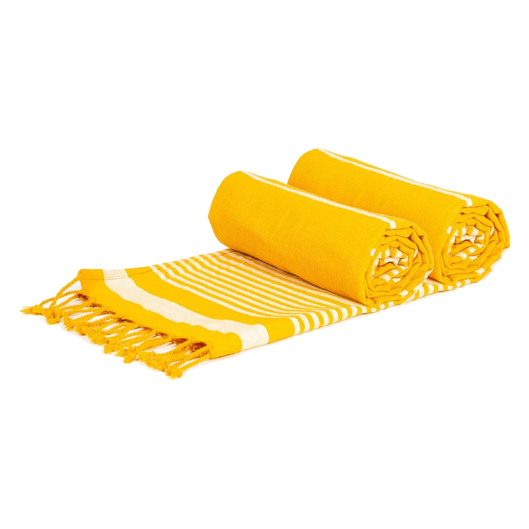 160cm x 90cm Yellow Deluxe Turkish Cotton Towels Set - Pack of Two - By Nicola Spring