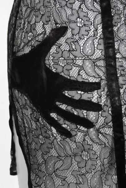 1940's Schiaparelli Inspired 'Hands On' Silk Appliqué Lace Bra & Tap Pants