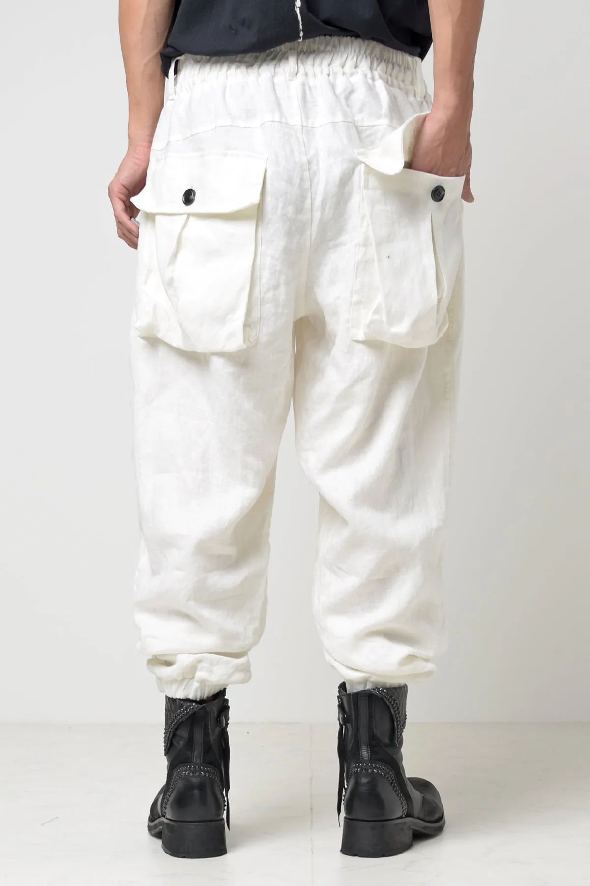 2301-PT03 Linen Lazy Pants White