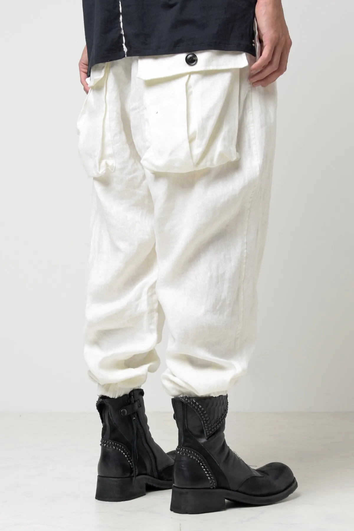 2301-PT03 Linen Lazy Pants White