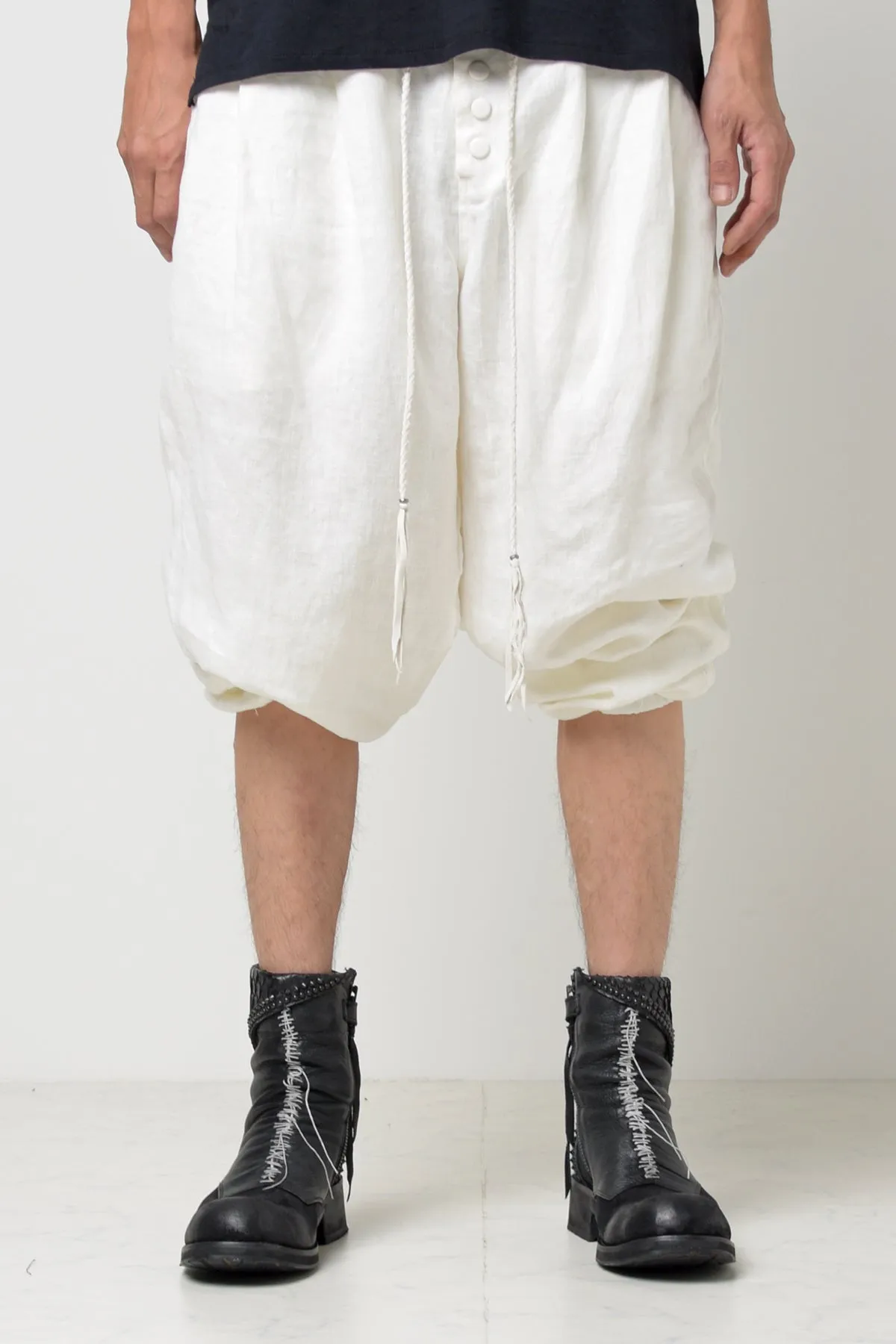 2301-PT03 Linen Lazy Pants White