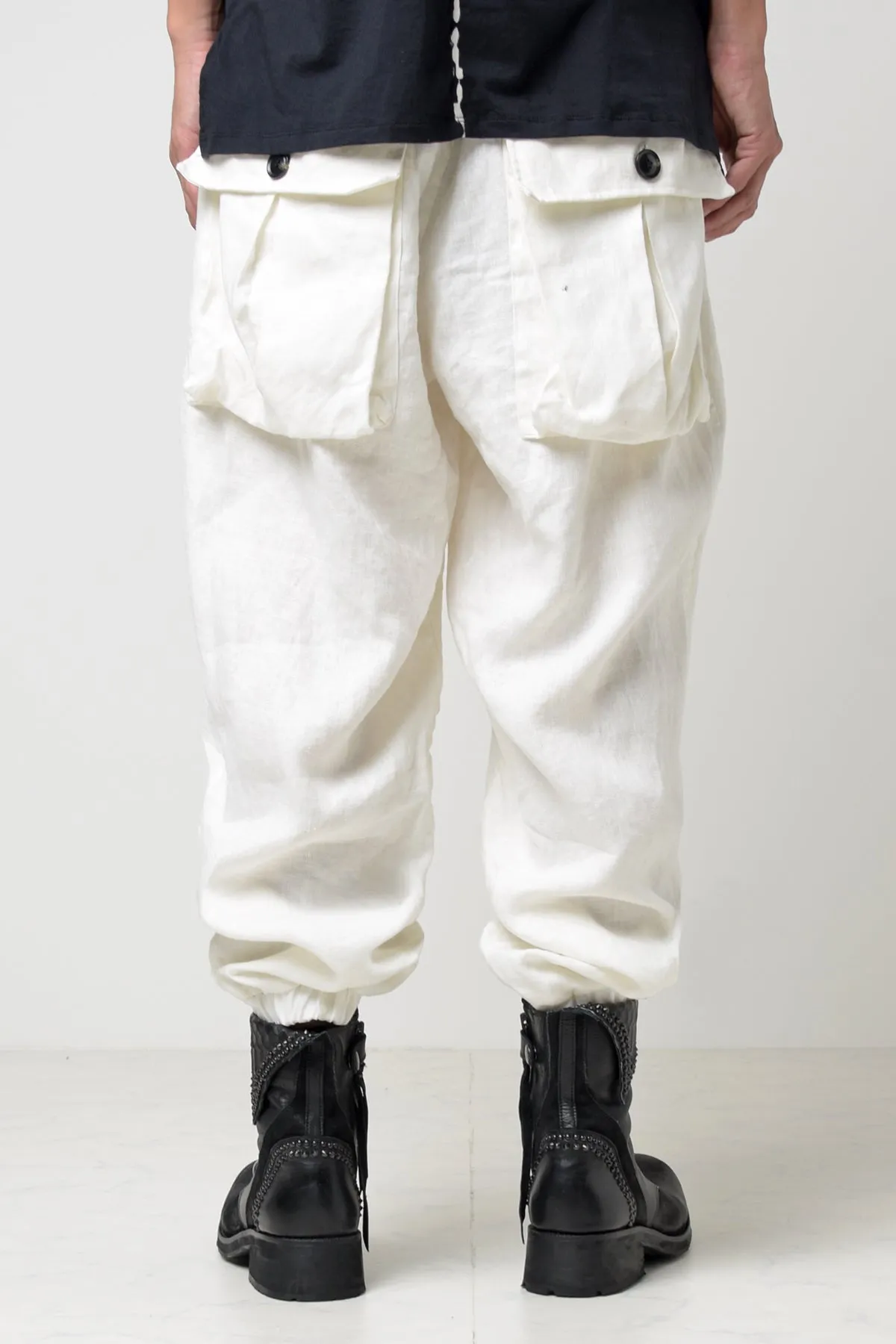 2301-PT03 Linen Lazy Pants White