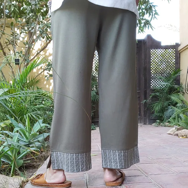 23K4 Linen Pants with Block-Printed Hem