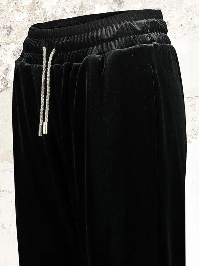 ALEXANDRE VAUTHIER rhinestone-drawstring velvet track pants