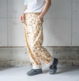 around 1990s Europe camo pattern three tuck cargo pants -good color-　