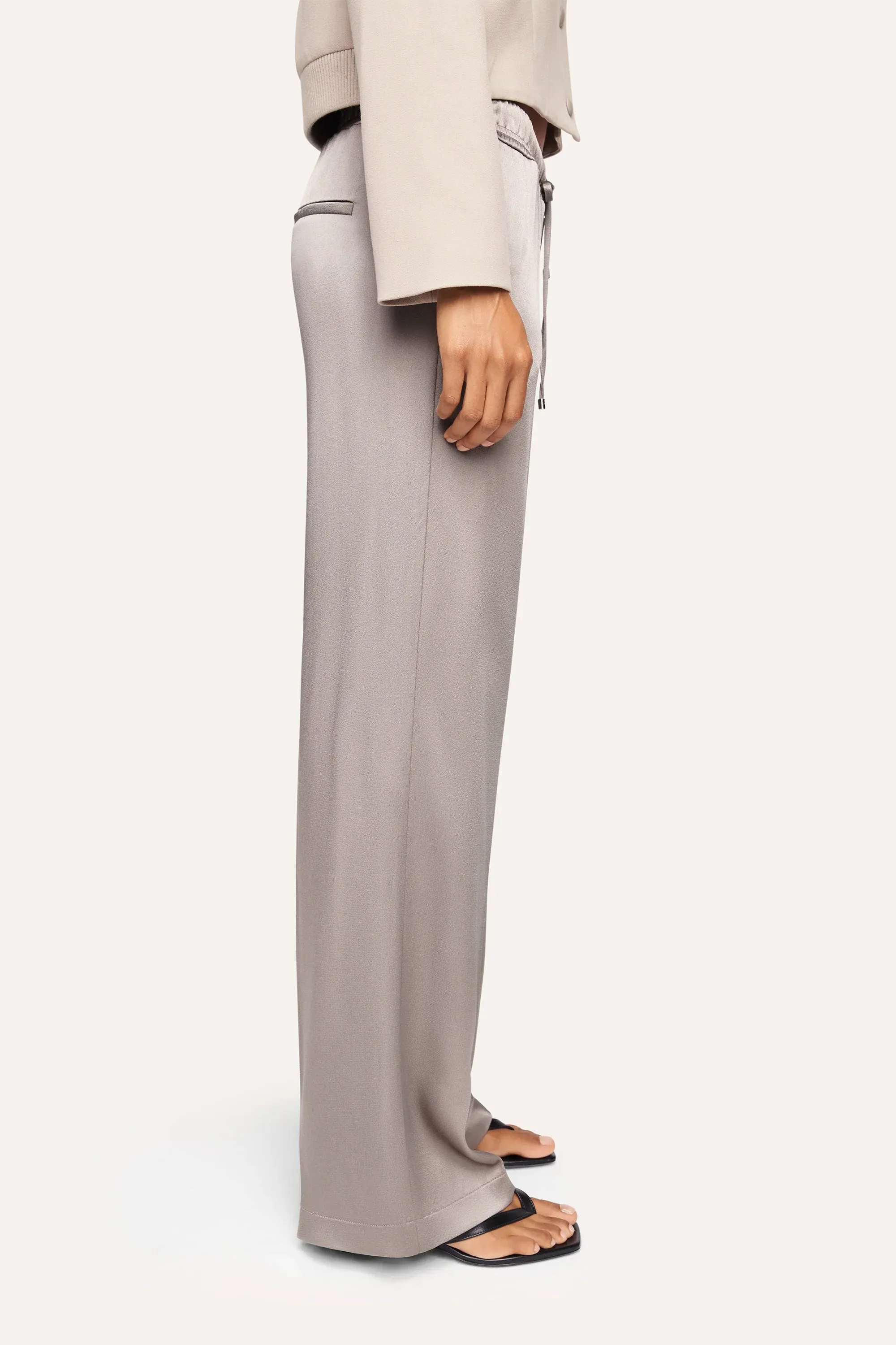 Avril Wide Leg Trousers - Silver Marble