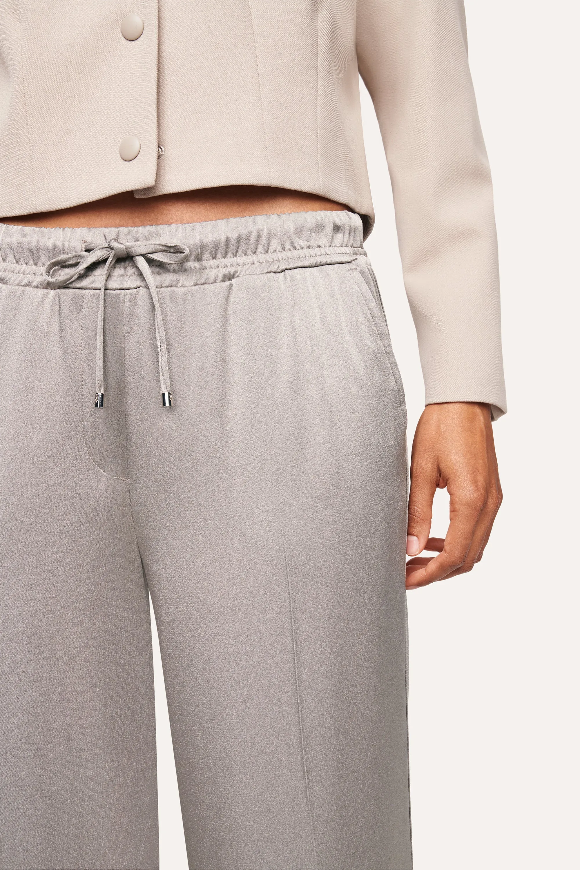 Avril Wide Leg Trousers - Silver Marble