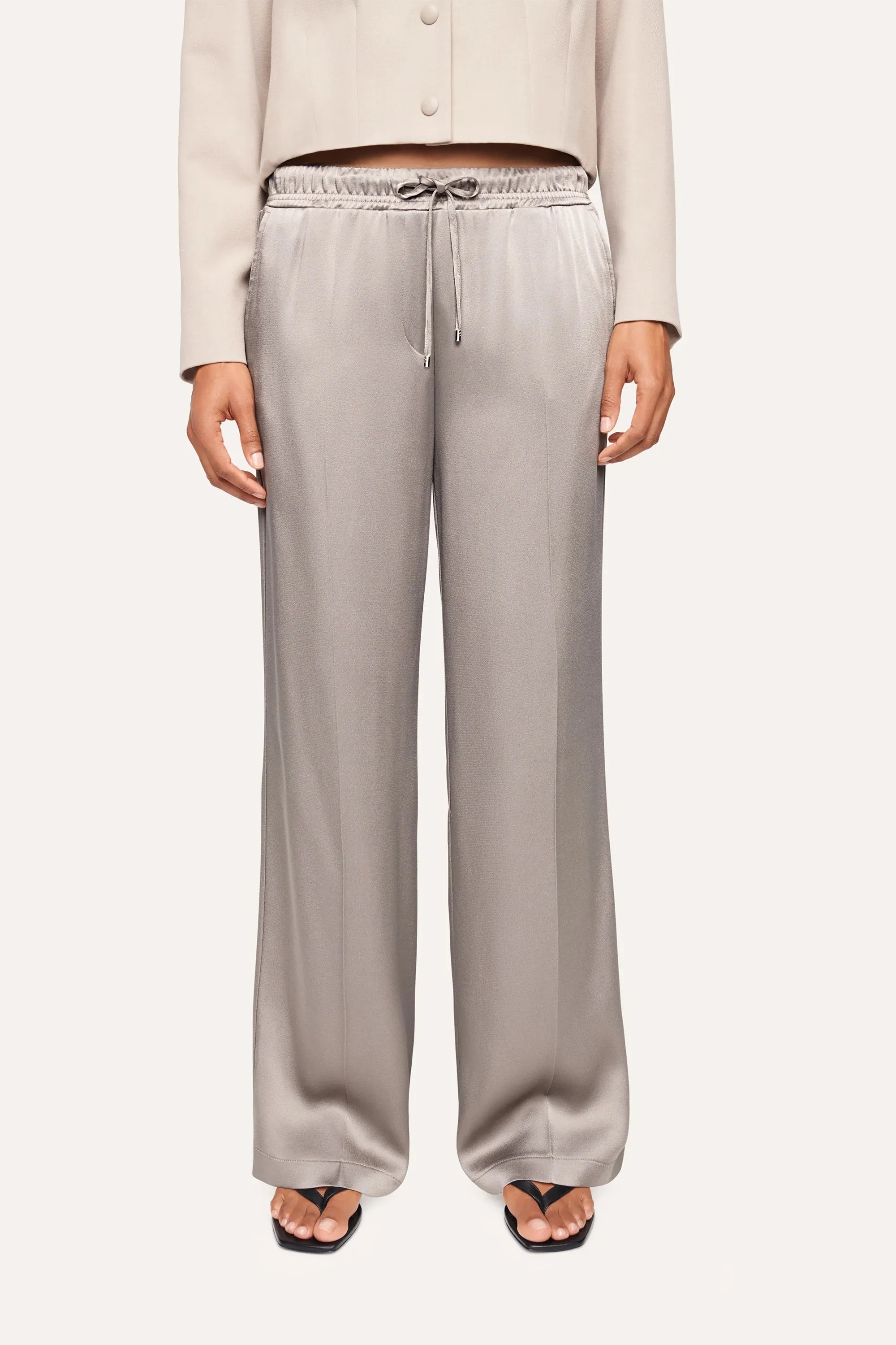 Avril Wide Leg Trousers - Silver Marble