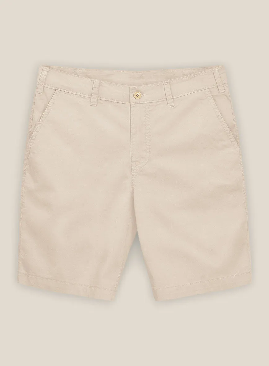 Beige Cotton Power Stretch Chino Shorts