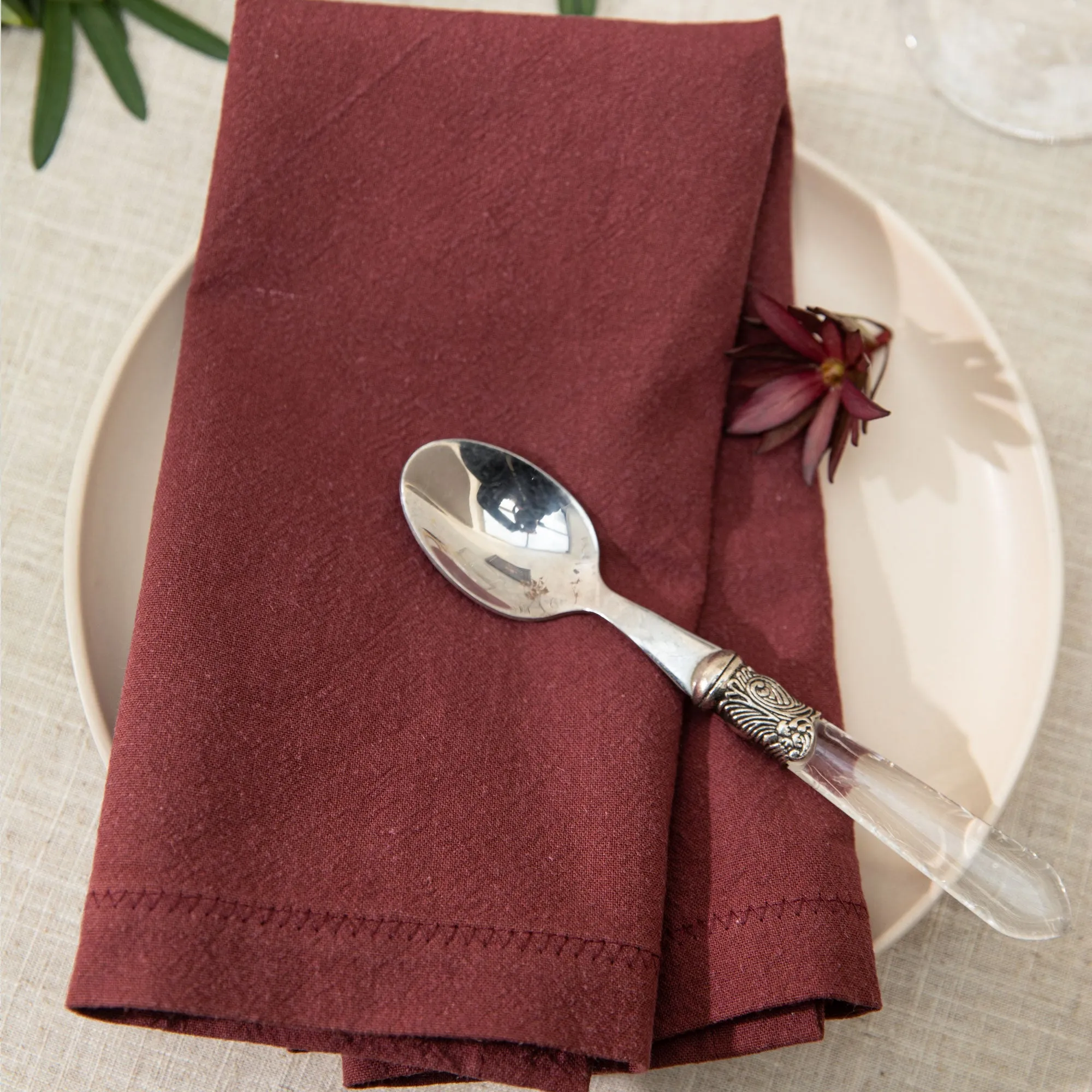 Burgundy Linen Napkin Wine red