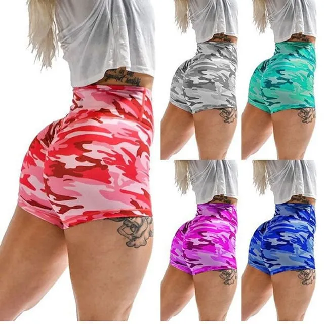 Camo Print Wide Waistband Sports Shorts