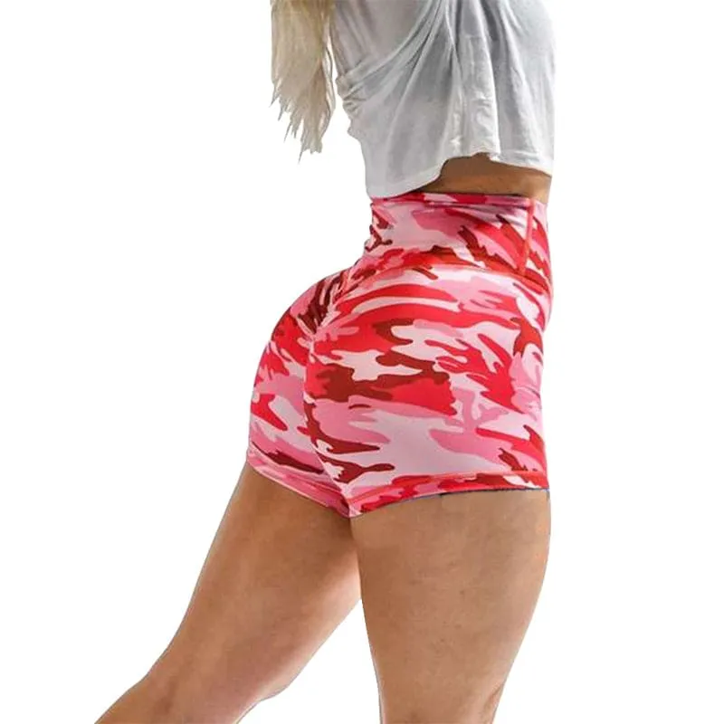 Camo Print Wide Waistband Sports Shorts