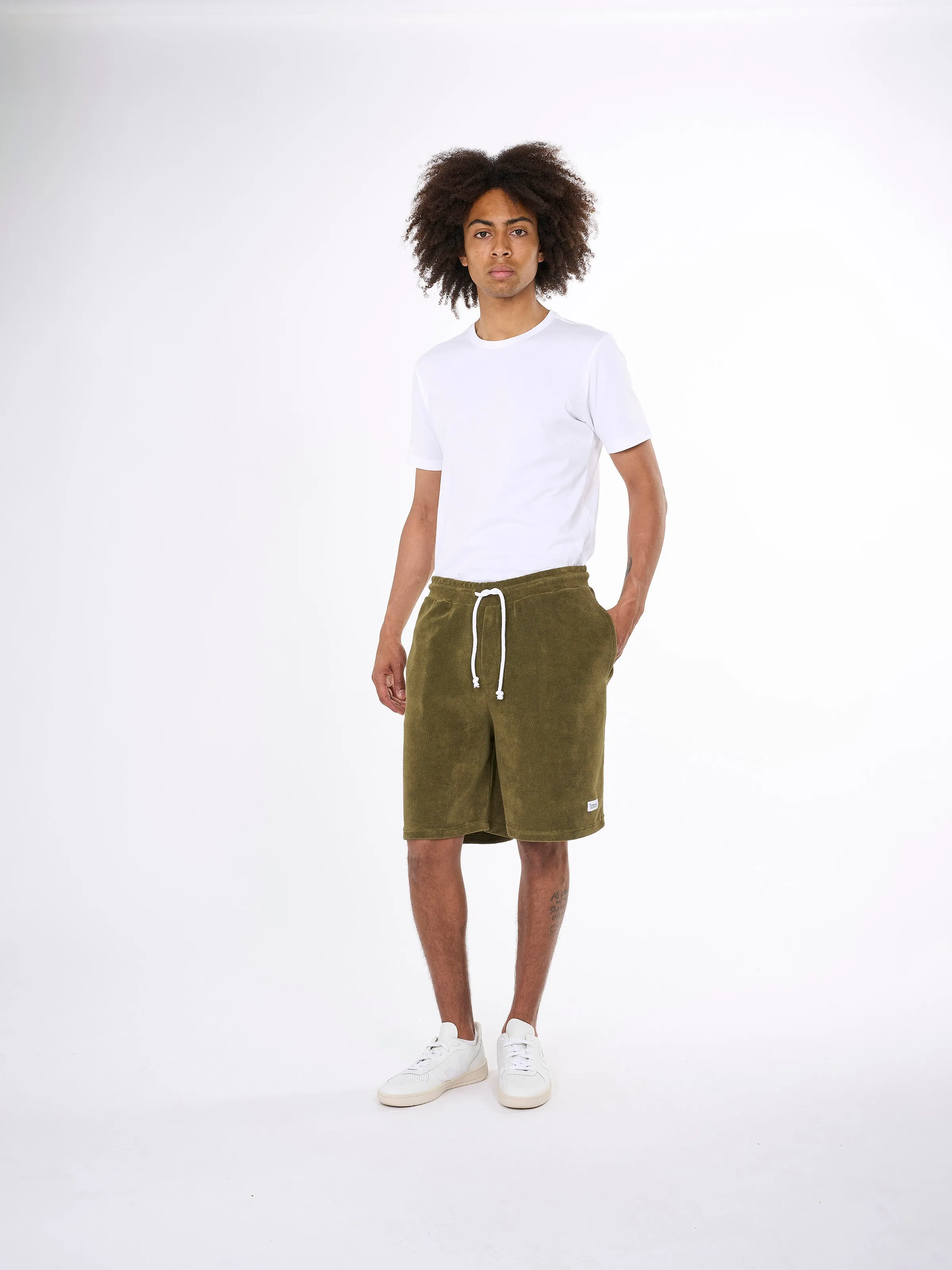 Casual terry shorts - Burned Olive