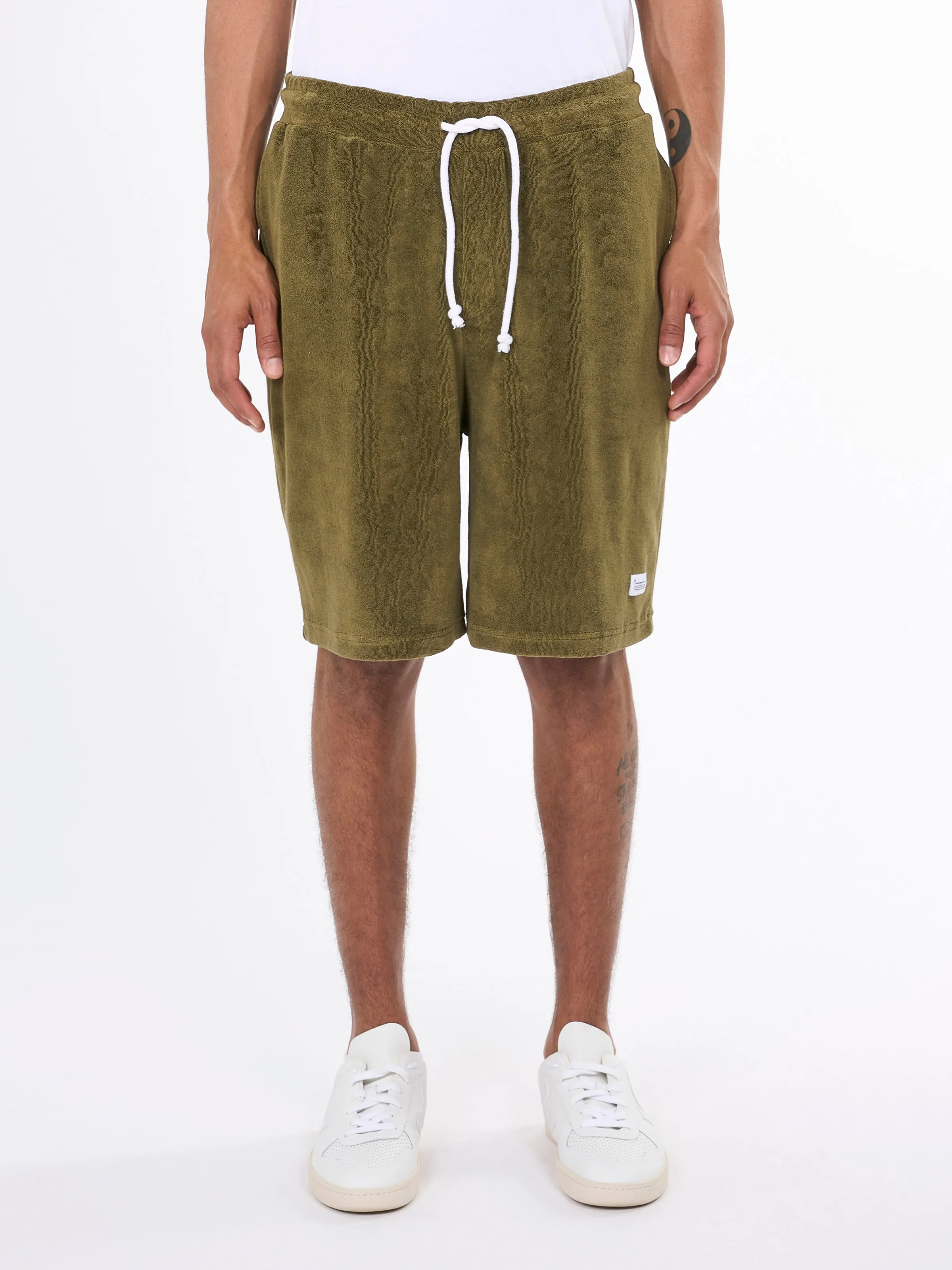 Casual terry shorts - Burned Olive