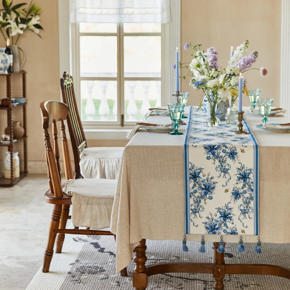 Classic Chinoiserie Chic Floral Table Runner