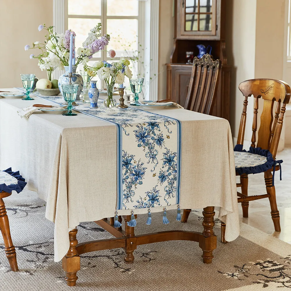 Classic Chinoiserie Chic Floral Table Runner