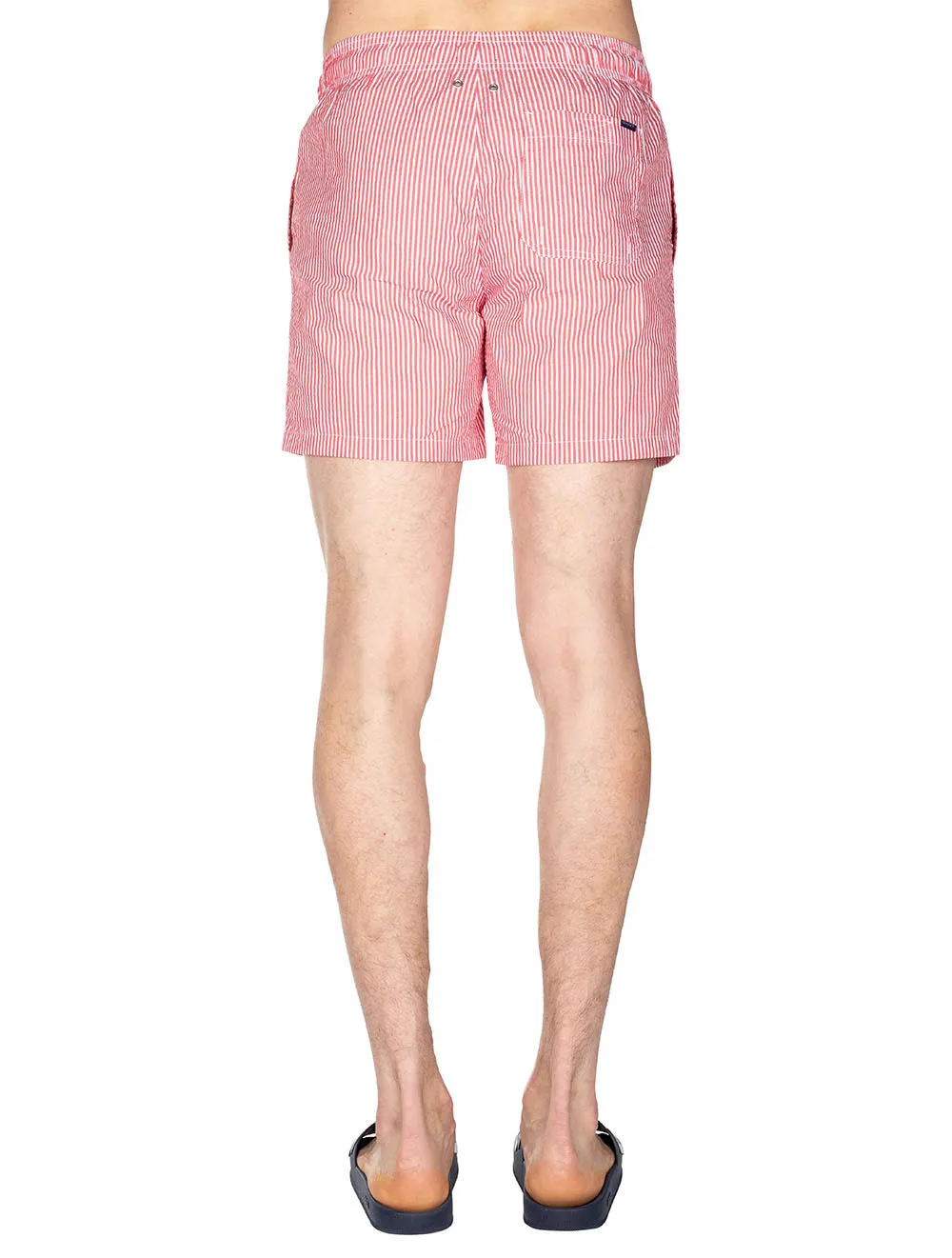 Classic Fit Seersucker Swim Shorts Bright Red