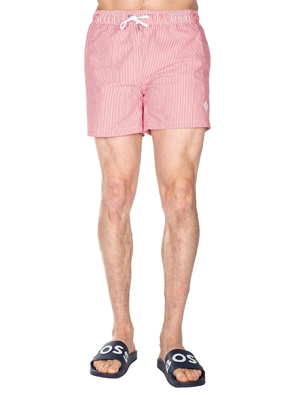 Classic Fit Seersucker Swim Shorts Bright Red