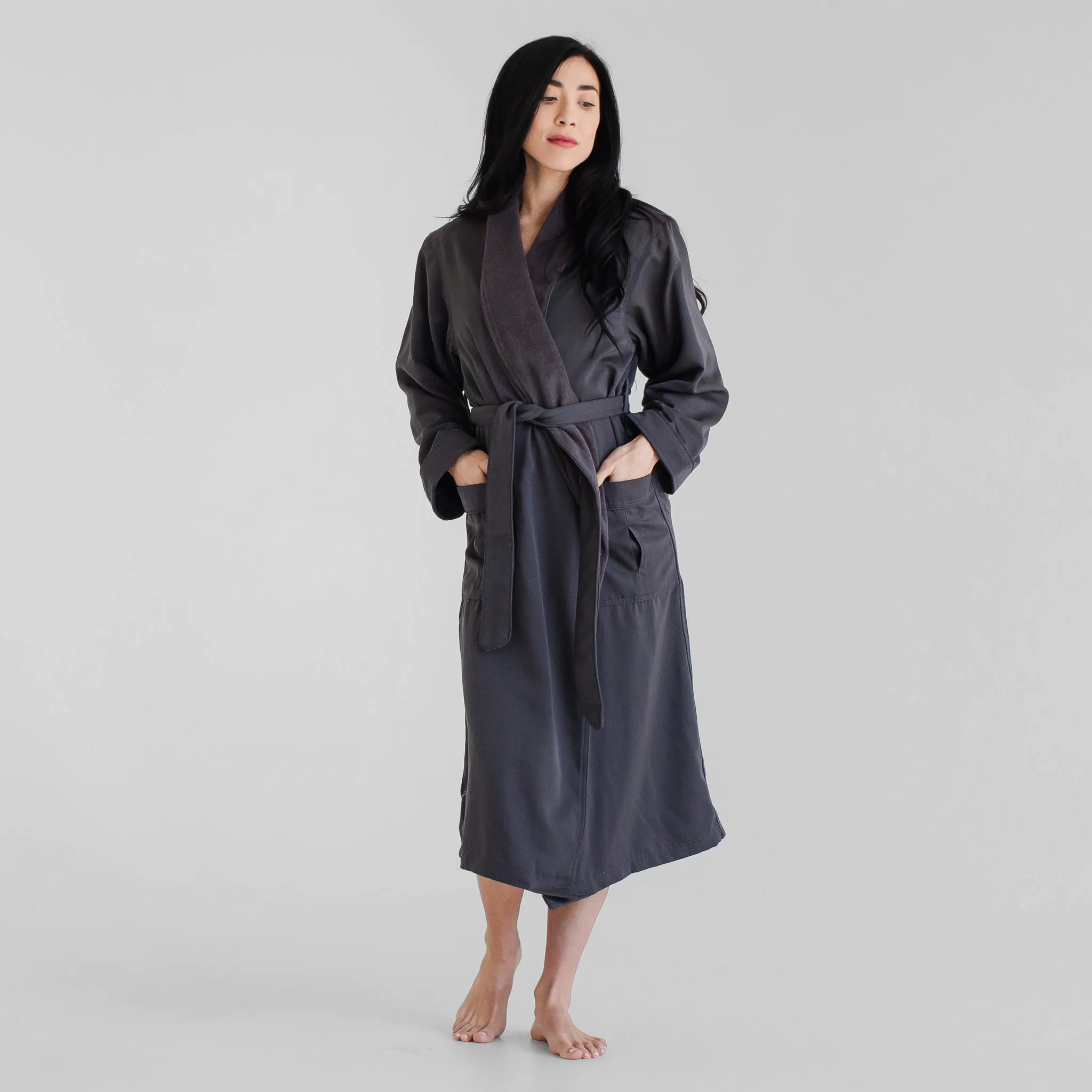 Classic Terry Cloth Spa Robe - Charcoal Grey