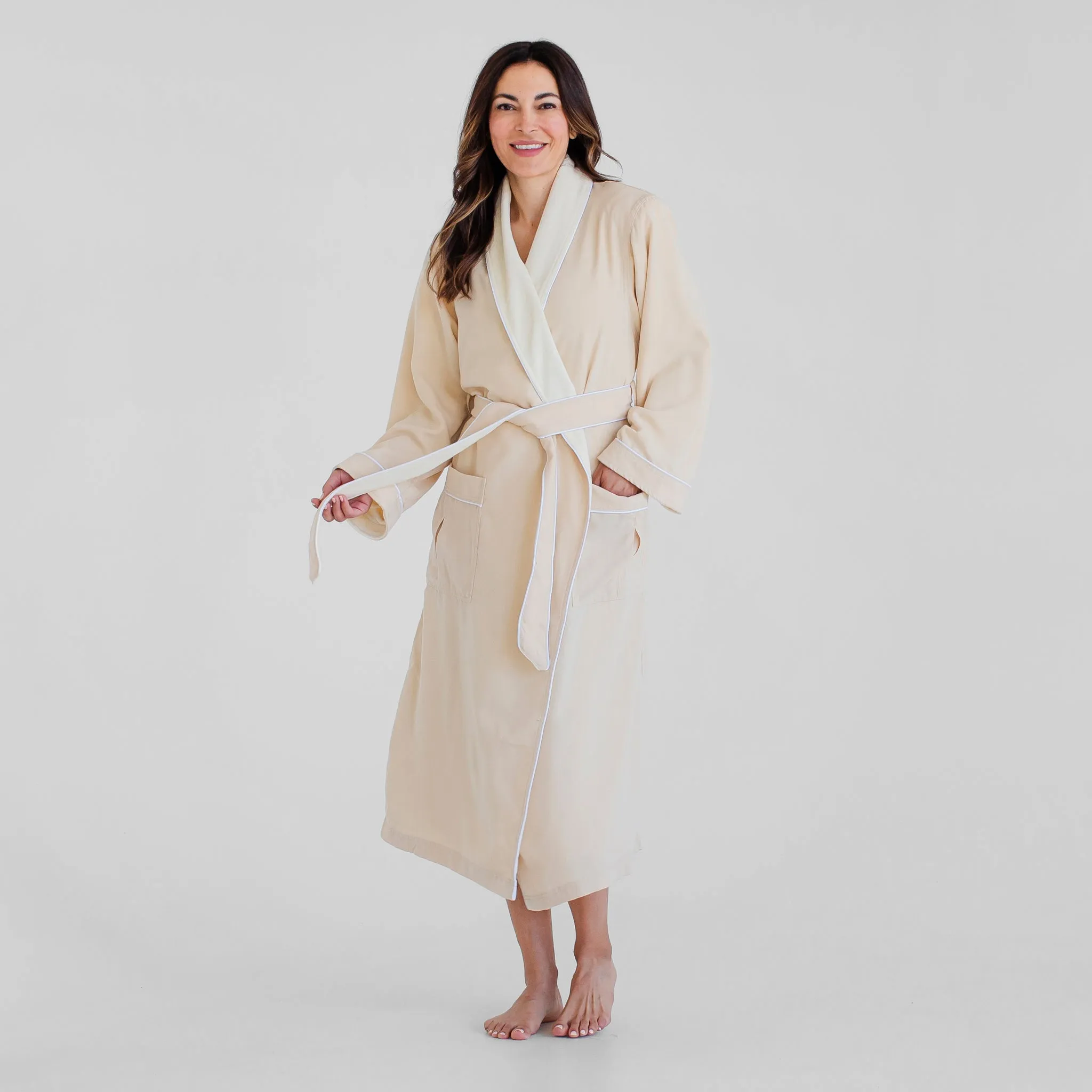 Classic Terry Cloth Spa Robe - Stone