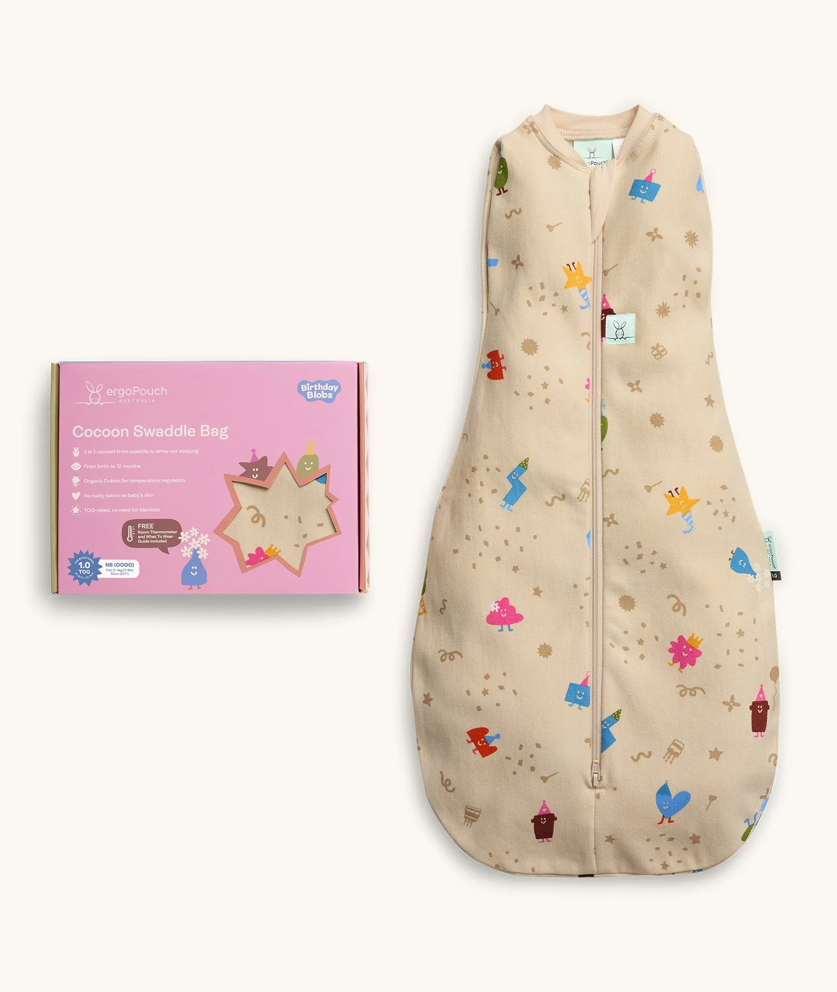 Cocoon Swaddle Sack 1.0 TOG Birthday Blobs