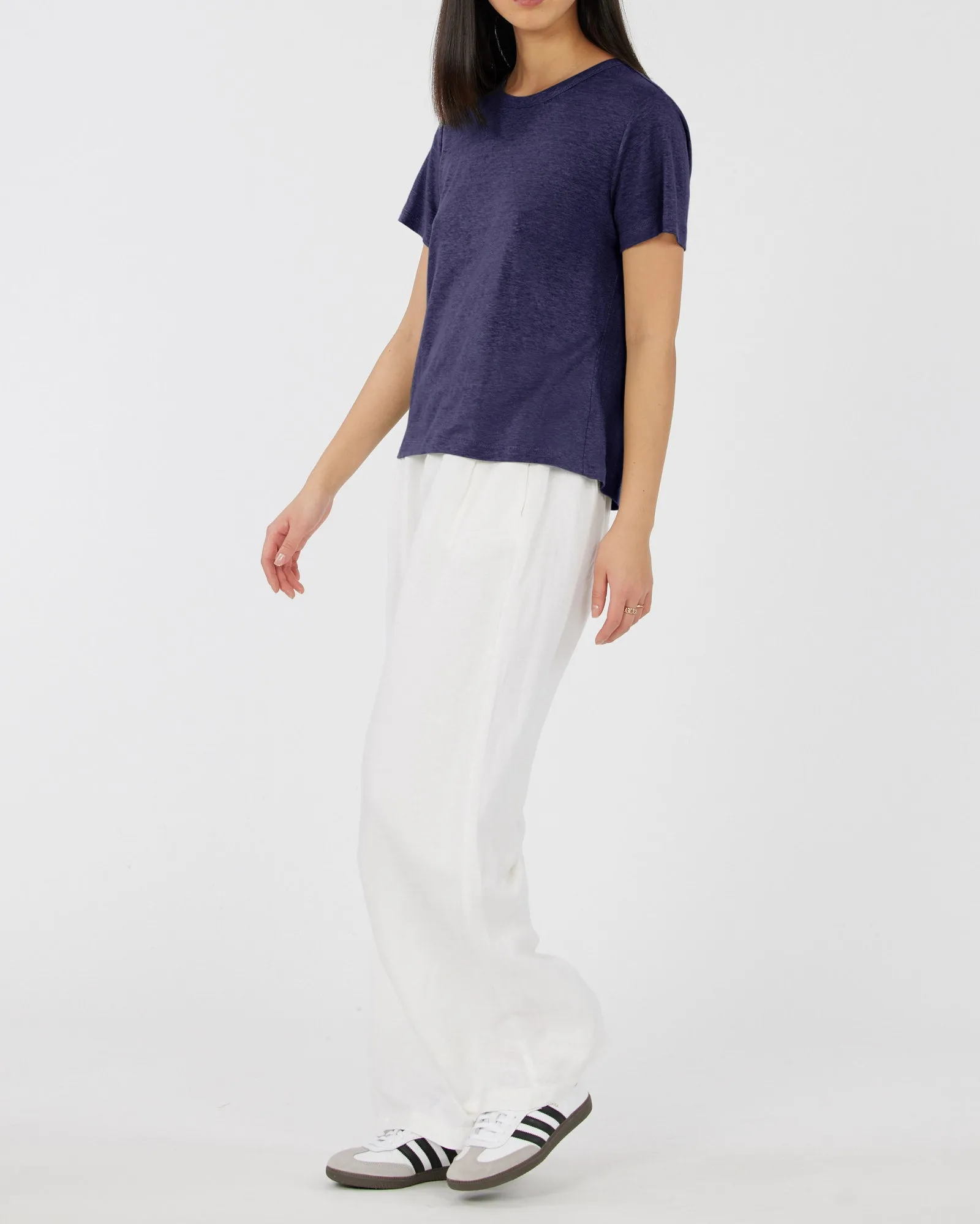 Coogee Linen Crew Neck Tee - Ocean