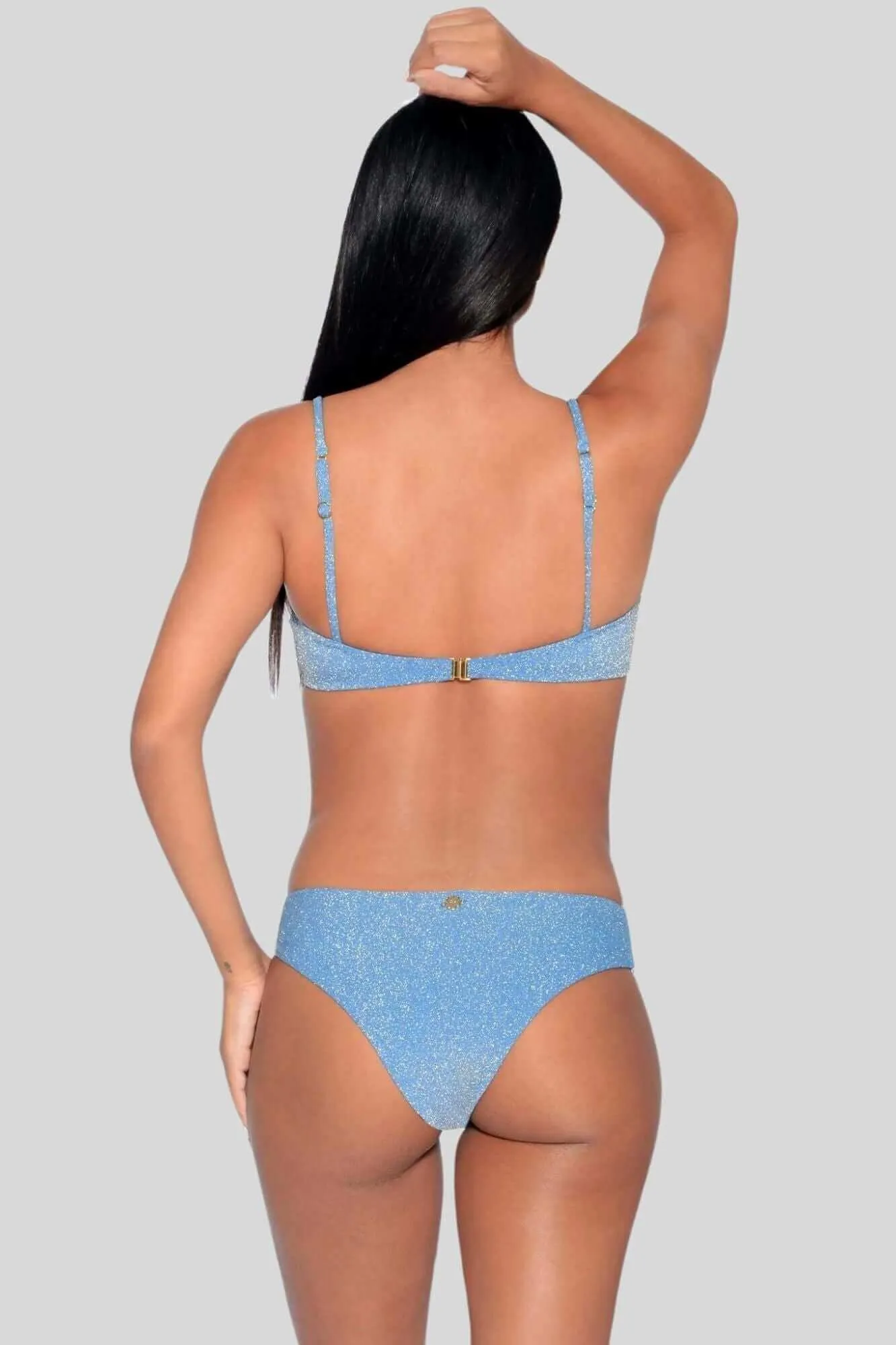 Cristalle Underwire Bikini Set with High Waist Bottom in Blue Sapphire