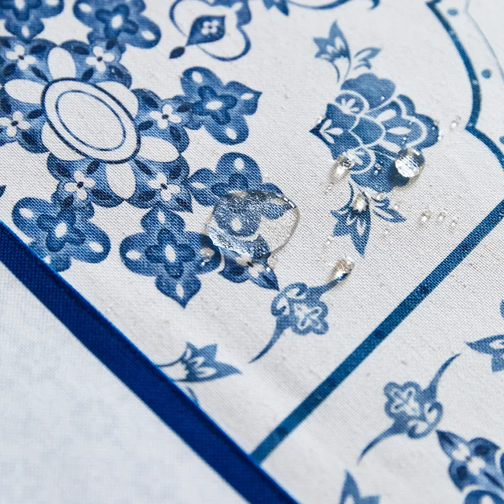 Delft Blue and White Porcelain Print Linen Tablecloth