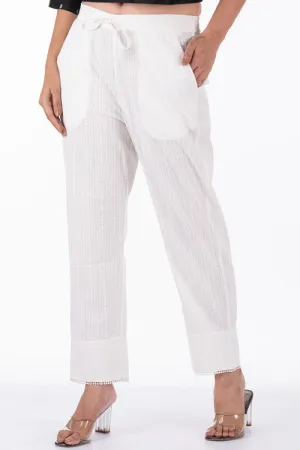 Dharan "Khari Straight Pants" White Block Printed Pants