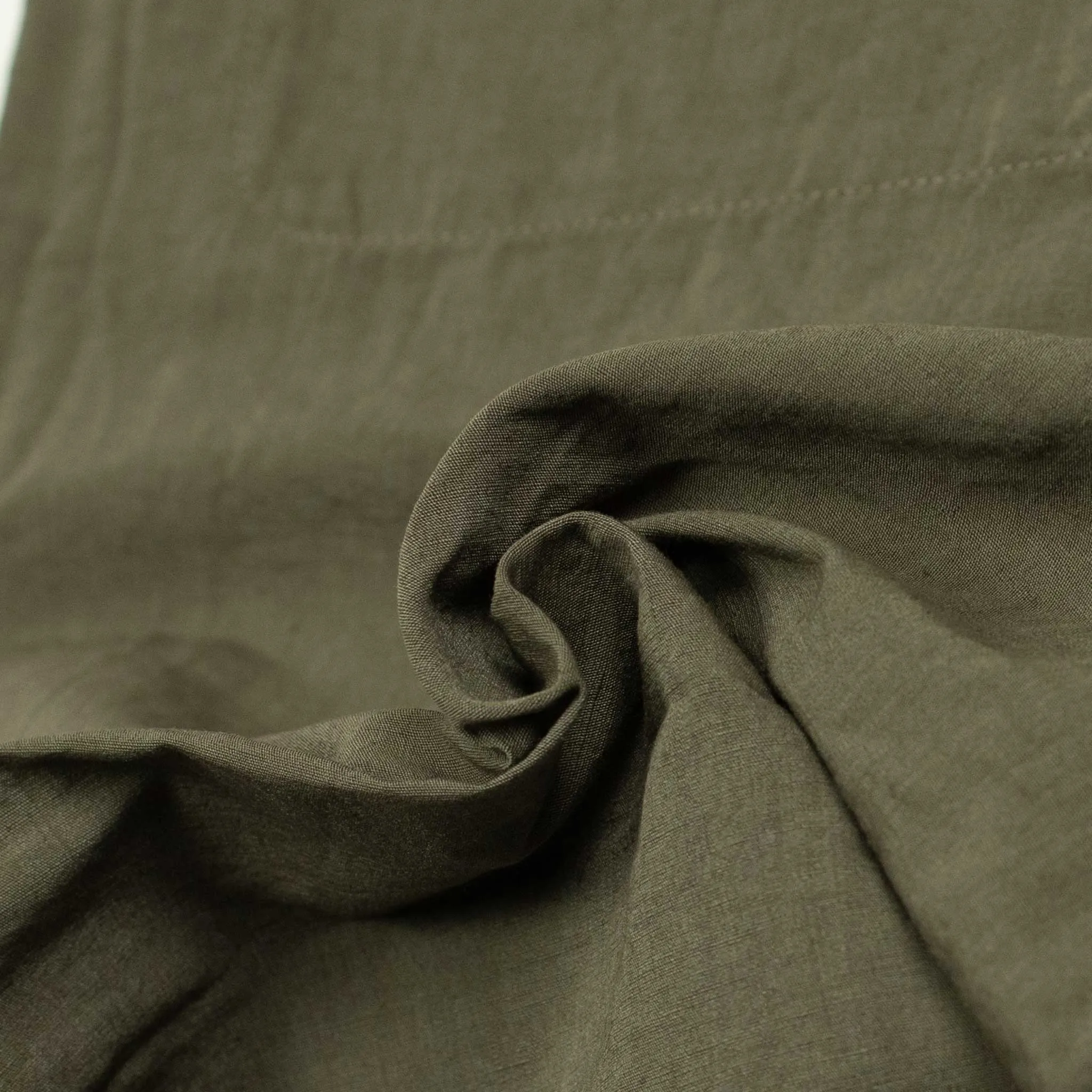 Drawstring trousers in olive/brown linen, cotton and nylon