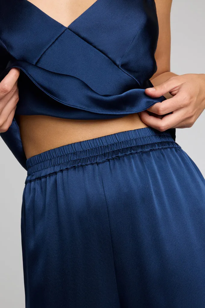 Eclipse Silk Track Pant in Navy