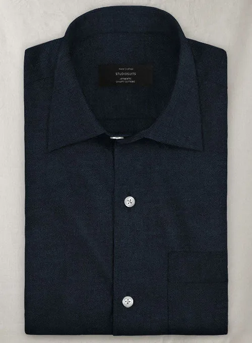 European Dark Blue Linen Shirt