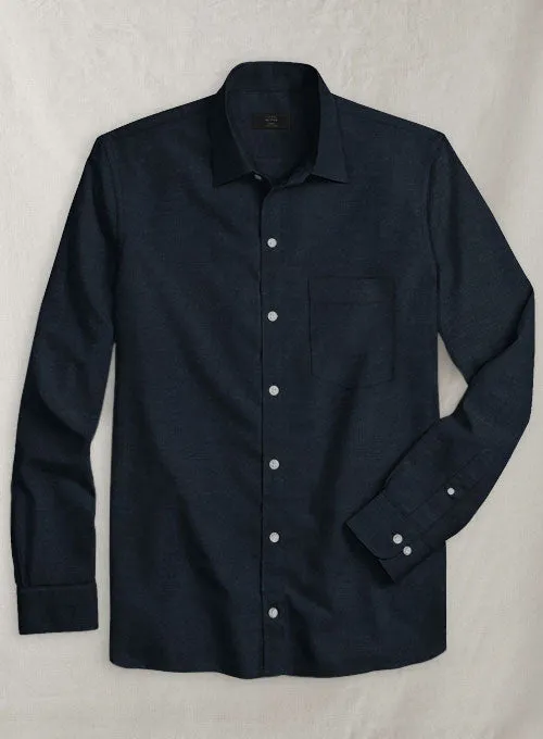 European Dark Blue Linen Shirt