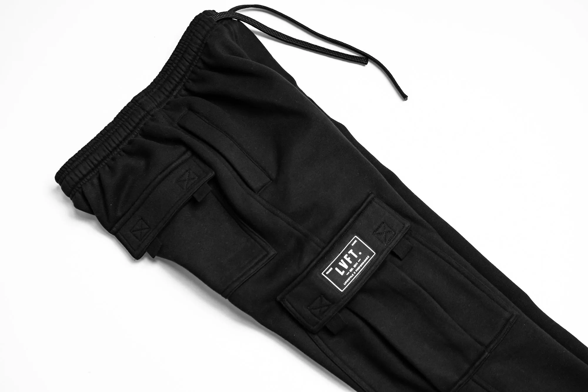 Heavy Fleece Cargo Pants - Black