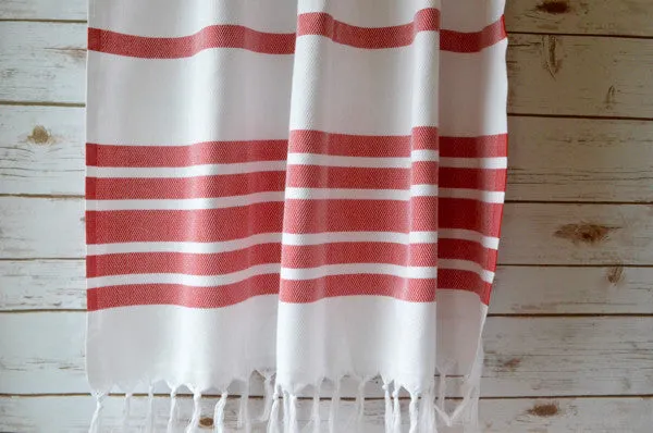 Herringbone Towels - Red