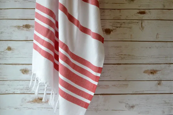 Herringbone Towels - Red