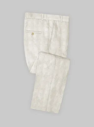 Italian Prato Beige Glen Linen Pants