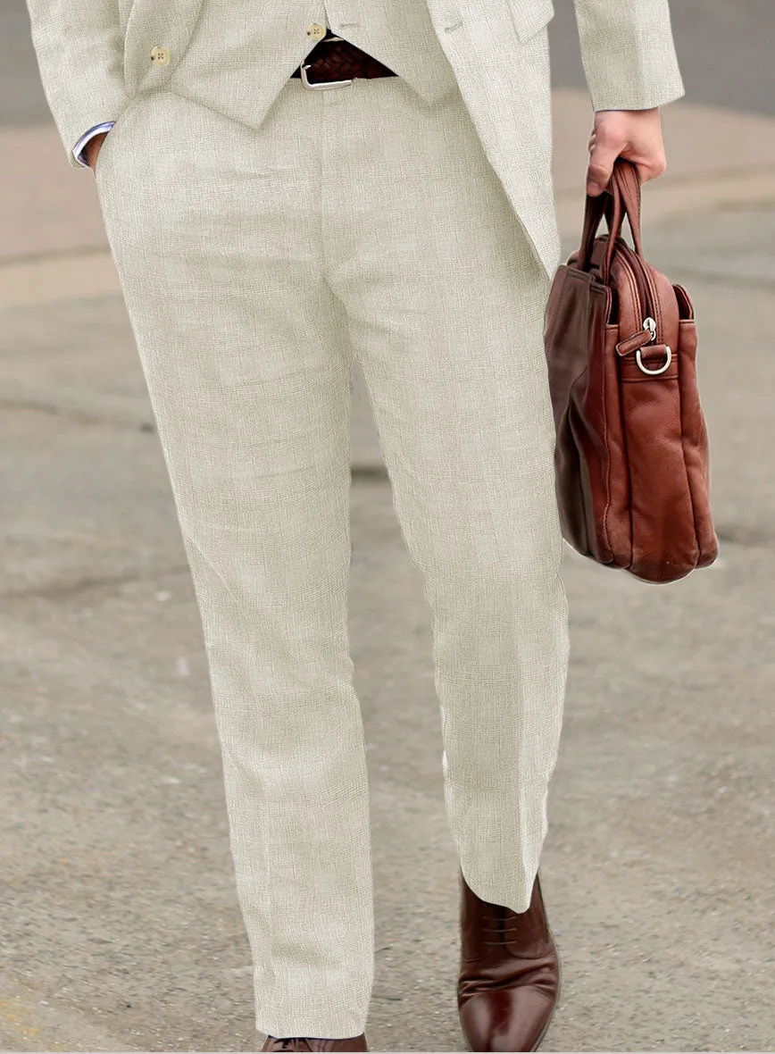 Italian Prato Beige Glen Linen Pants