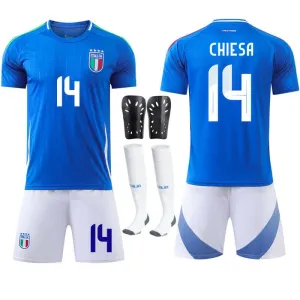 Italy Home Football Uniform Set No.14 Chiesa for European Cup