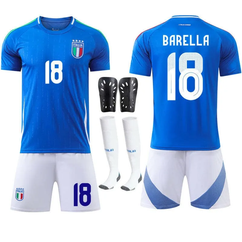 Italy Home Football Uniform Set No.14 Chiesa for European Cup