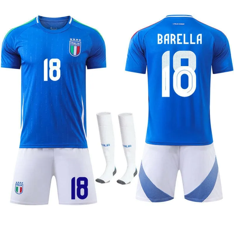 Italy Home Football Uniform Set No.14 Chiesa for European Cup