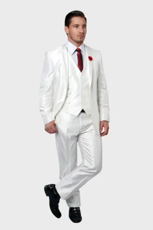 Ivory Shiny Vested Suit