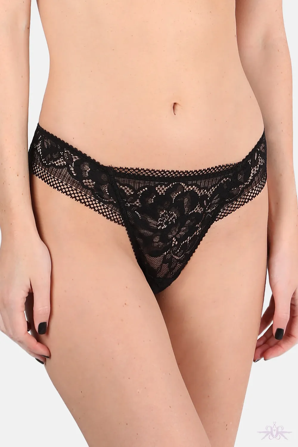 Jolidon Rock DJ Black Lace Thong