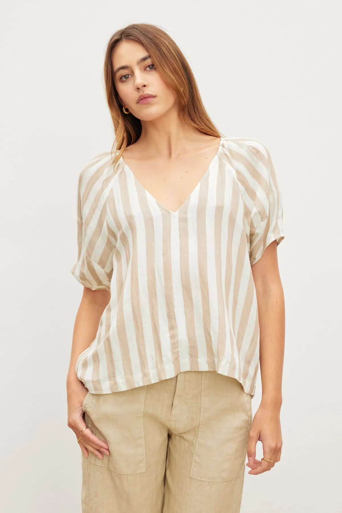 KATY STRIPED LINEN TOP