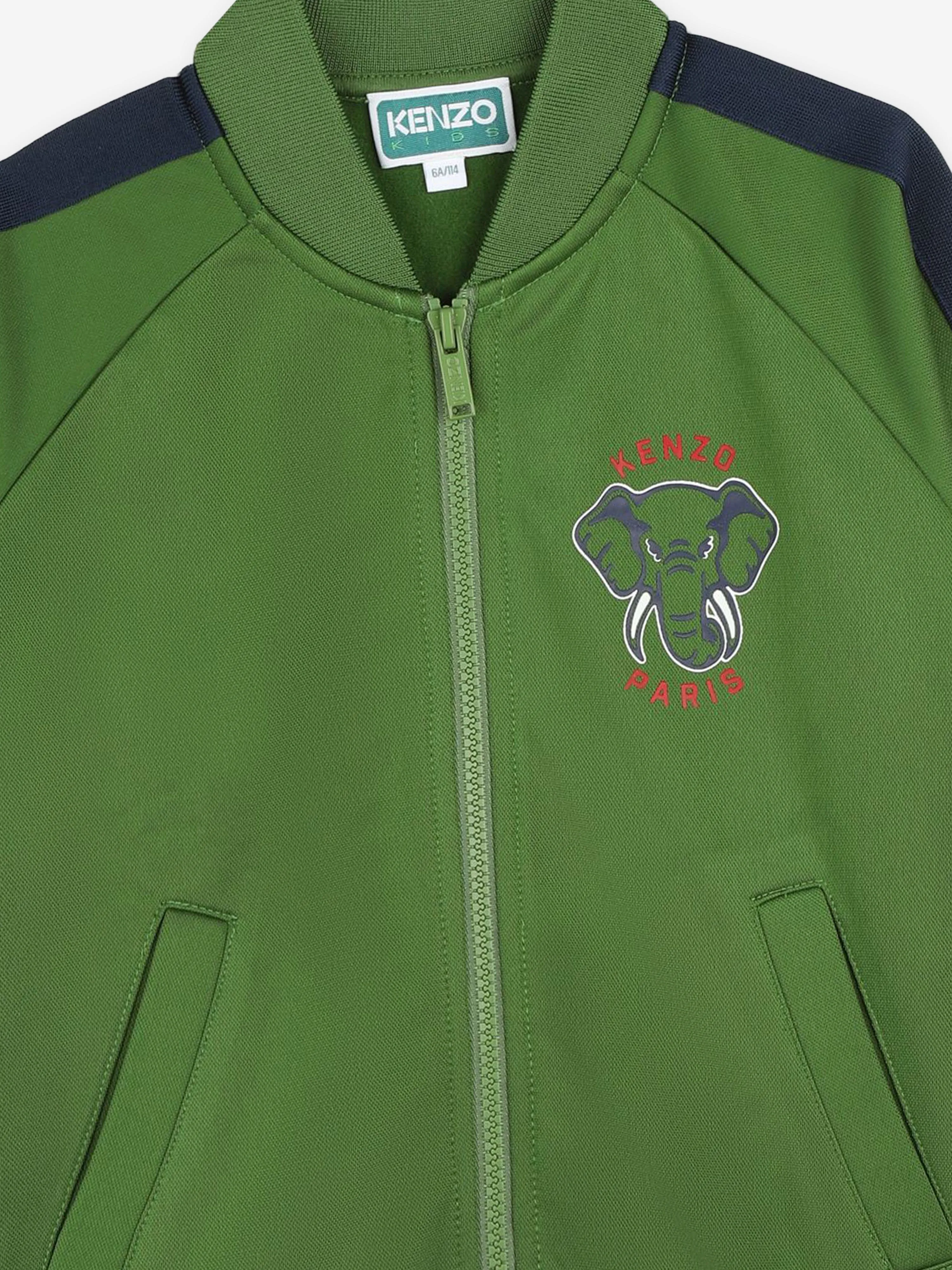 KENZO Kids Elephant Track Jacket in Green