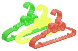 Kuber Industries Kids Mizano Plastic Non-Slip Clothes Hangers|Pack of 15 (Green & Yellow & Peach)