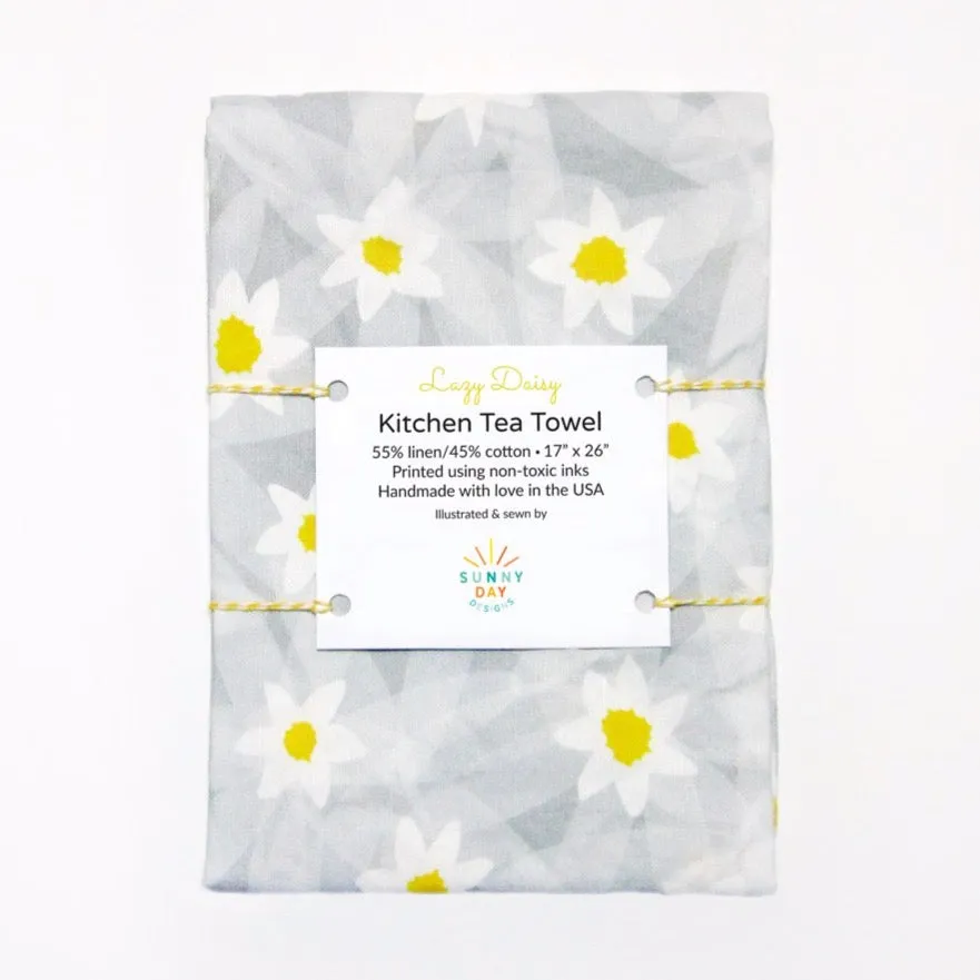 Lazy Daisy Tea Towel - Linen/Cotton