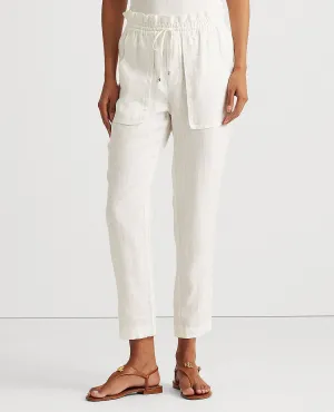 Linen Ankle Pant In White