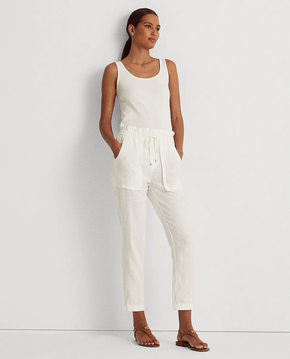 Linen Ankle Pant In White