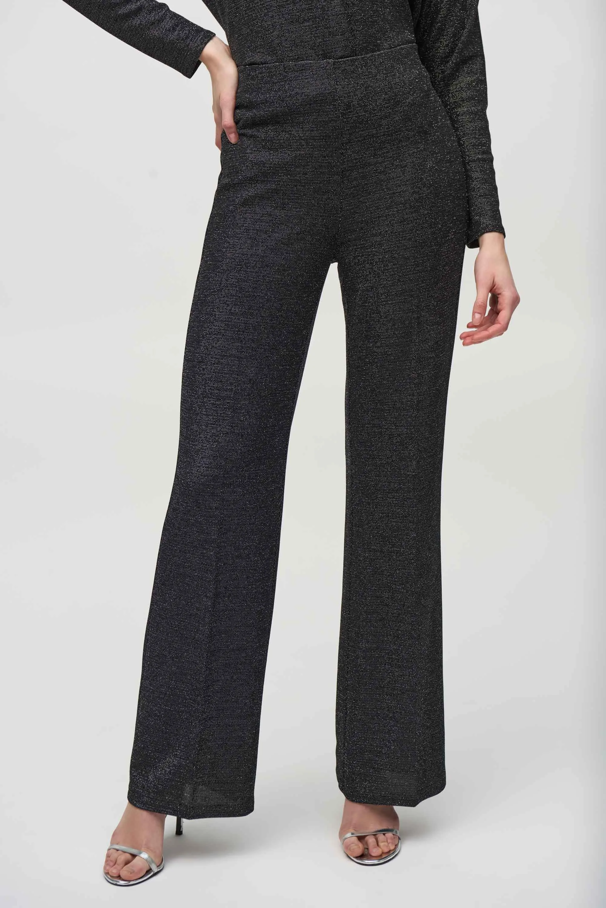 Lurex Knit Wide-Leg Pants